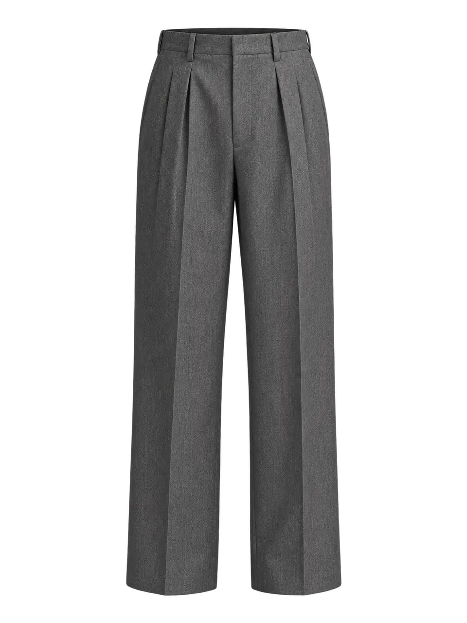 Grey Pleated Wool Trouser